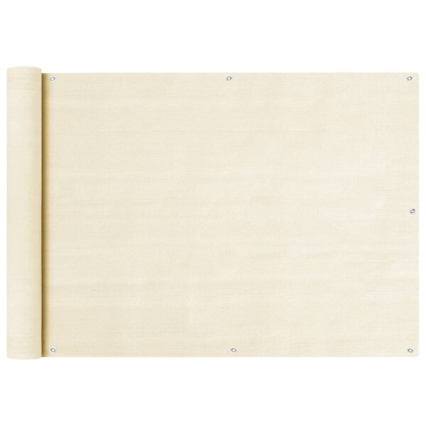 vidaXL Écran de balcon Crème 75x600 cm PEHD