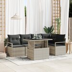 Ensemble de canapé de jardin 6 pièces avec coussins gris clair