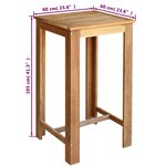 vidaXL Table de bar Bois d'acacia massif 60x60x105 cm