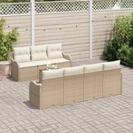 vidaXL Ensemble de canapé de jardin 8 Pièces Beige Poly rotin