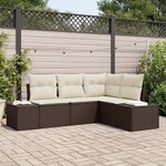 vidaXL Ensemble de canapé de jardin avec coussin 4 Pièces Marron  Crème