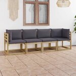 Vidaxl canapé de jardin 4 places avec coussins anthracite