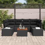 vidaXL Ensemble de canapé de jardin 7 Pièces Noir