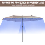 Parasol de jardin XXL parasol grande taille 4,6L x 2,7l x 2,4H m ouverture fermeture manivelle acier polyester haute densité marron