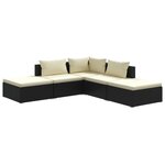 vidaXL Salon de jardin 5 Pièces avec coussins Résine tressée Noir