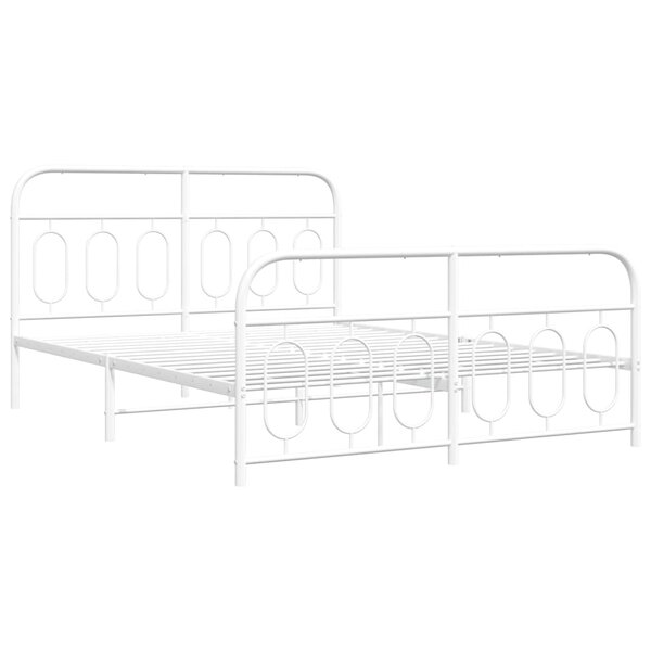 vidaXL Cadre de lit métal avec tête de lit/pied de lit blanc 150x200cm