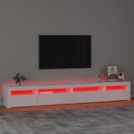 vidaXL Meuble TV avec lumières LED Blanc 270x35x40 cm