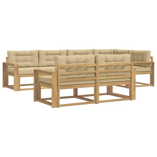 vidaXL Ensemble de canapés d'extérieur 6 Pièces Blanc et Beige Polyester