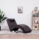 Vidaxl chaise longue avec oreiller marron similicuir