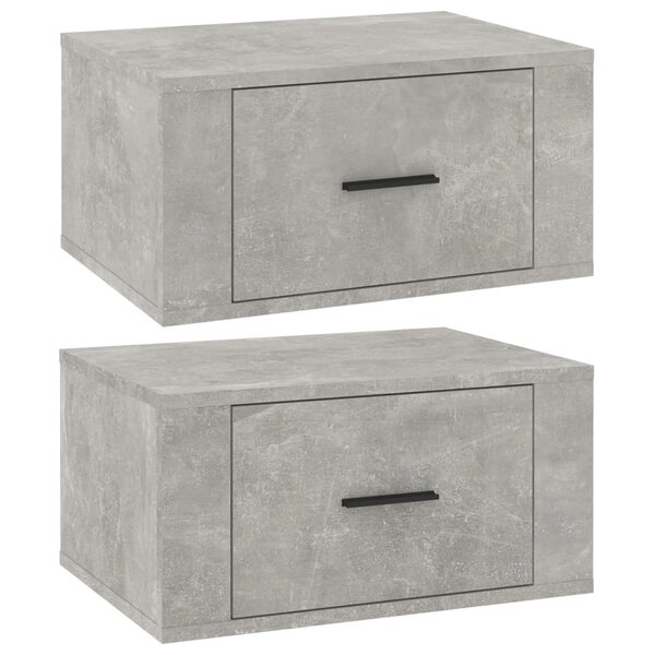 vidaXL Tables de chevet murales 2 Pièces Gris béton 50x36x25 cm