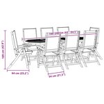 vidaXL Ensemble à manger de jardin 9Pièces bois d'acacia solide textilène