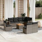 vidaXL Salon de jardin 9 Pièces avec coussins gris résine tressée
