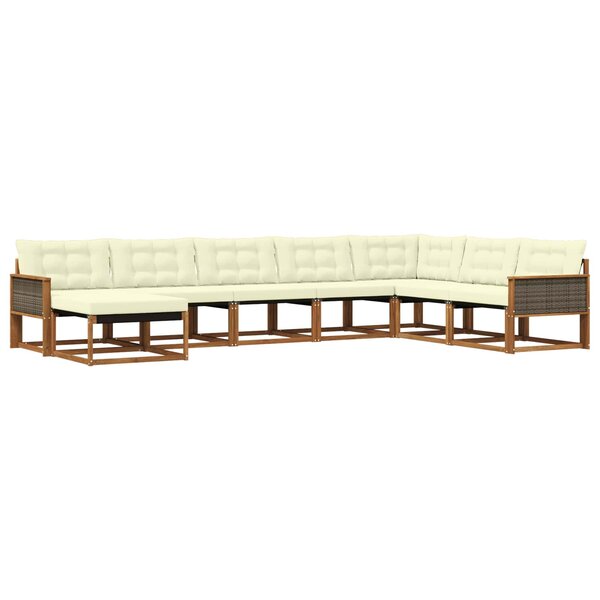 vidaXL Ensemble de canapés d'extérieur 8 Pièces Naturel et Crème