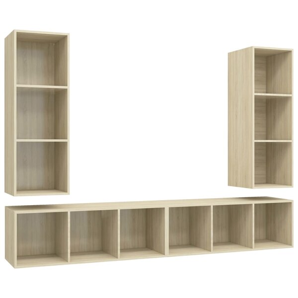vidaXL Meubles TV muraux 4 Pièces Chêne sonoma Bois d'ingénierie