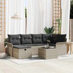 vidaXL Ensemble de canapé de jardin avec coussin 7 Pièces Gris clair