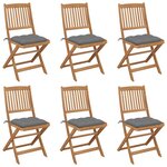 vidaXL Chaises pliables de jardin lot de 6 avec coussins Bois d'acacia