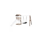 AXI Beach Tower avec Nid Roxy Balancoire Marron Blanc Toboggan Blanc