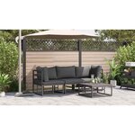 vidaXL Mobilier de jardin avec coussin 3 Pièces Noir Aluminium