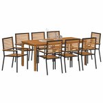 vidaXL Ensemble de salle à manger pour jardin 9 Pièces Noir