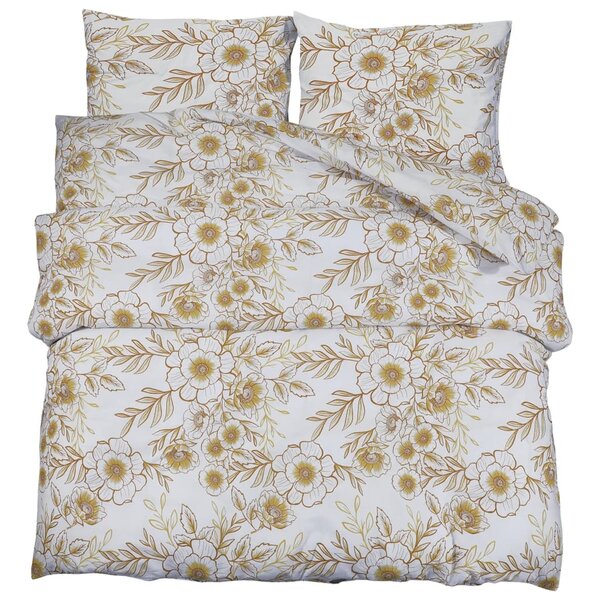 vidaXL Ensemble de housse de couette blanc et marron 200x200 cm Coton