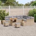 vidaXL Ensemble de canapé de jardin 12 Pièces Beige Poly rotin