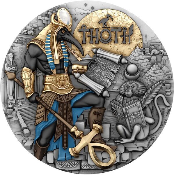 Monnaie THOTH Echoes of Egypt 2 Oz Argent 5$ Niue 2025 (PRÉCOMMANDE)