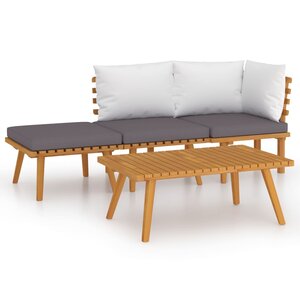 vidaXL Salon de jardin 4 Pièces avec coussins Bois d'acacia solide