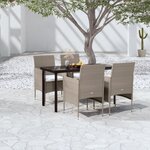 vidaXL Ensemble à manger de jardin coussins 5 Pièces Beige/noir
