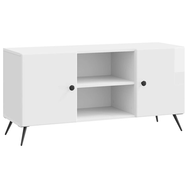 vidaXL Meuble TV 102 x 34 5 x 50 cm Blanc brillant Bois d'ingénierie