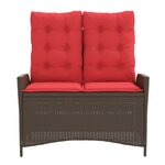 vidaXL Banc inclinable de jardin avec coussins marron résine tressée