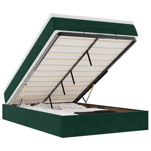 vidaXL Cadre de lit ottoman avec matelas vert foncé 120x200 cm velours