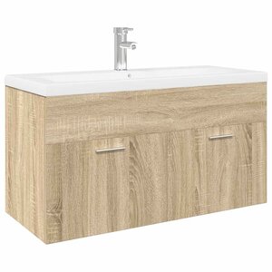 vidaXL Armoire lavabo de salle de bain et bassin intégré chêne sonoma