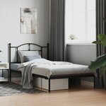 vidaXL Cadre de lit métal sans matelas avec tête de lit noir 107x203cm