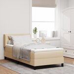 vidaXL Lit box spring avec matelas crème  90x200 cm  en tissu.