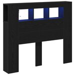 Tête de lit de rangement vidaXL avec lumières LED Chêne noir 120x18 5x103 5 cm