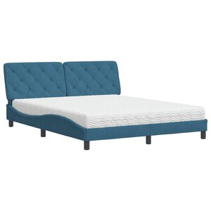 vidaXL Lit avec matelas bleu 160x200 cm velours