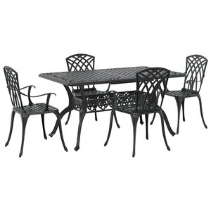 vidaXL Ensemble de salle à manger de jardin 5 pièces en aluminium coulé noir