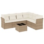 vidaXL Salon de jardin avec coussins 7 Pièces beige résine tressée
