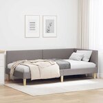 vidaXL Cadre de lit d'angle Taupe 90 cm x 190 cm Tissu et Contreplaqué