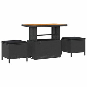 vidaXL Ensemble de salle à manger pour jardin 3 Pièces Noir Poly rotin