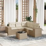 vidaXL Salon de jardin avec coussins 6 Pièces beige résine tressée
