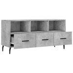 vidaXL Meuble TV gris béton 102x36x50 cm bois d'ingénierie