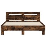vidaXL Cadre de lit avec LED sans matelas chêne fumé 150x200 cm