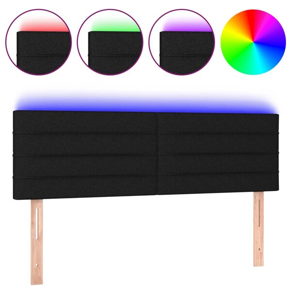 vidaXL Tête de lit à LED Noir 144x5x78/88 cm Tissu
