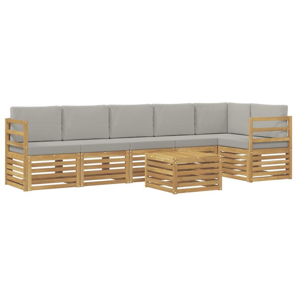 vidaXL Ensemble de canapés d'extérieur 7 Pièces Blanc et gris clair