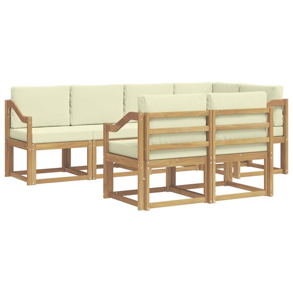 vidaXL Ensemble de canapés d'extérieur 7 pc Blanc et crème Polyester