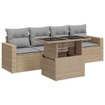 vidaXL Salon de jardin avec coussins 5 Pièces beige résine tressée