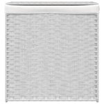 vidaXL Panier à linge avec 2 sections blanc 53x35x57 cm résine tressée
