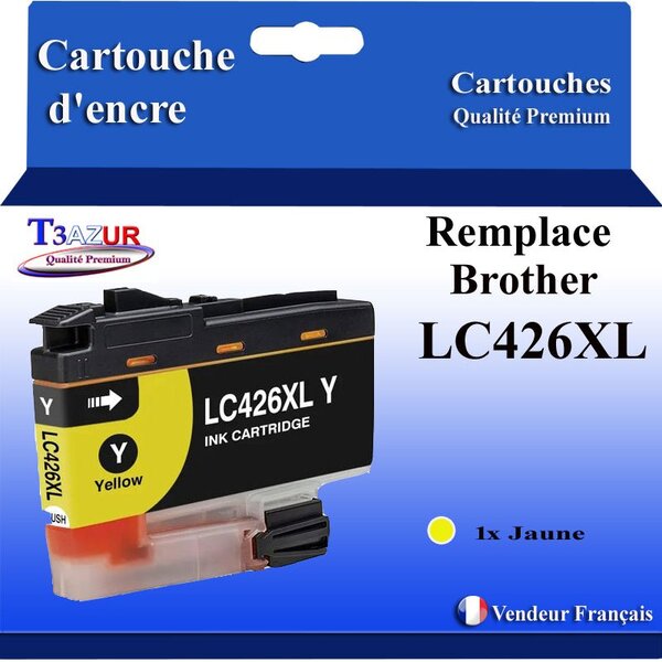 T3AZUR- Cartouche compatible avec Brother LC426 XL pour Brother MFC-J4335DW  MFC-J4340DW  MFC-J4340DWE Jaune