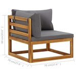 vidaXL Canapés d'angle sectionnels 2 Pièces avec coussins Gris foncé